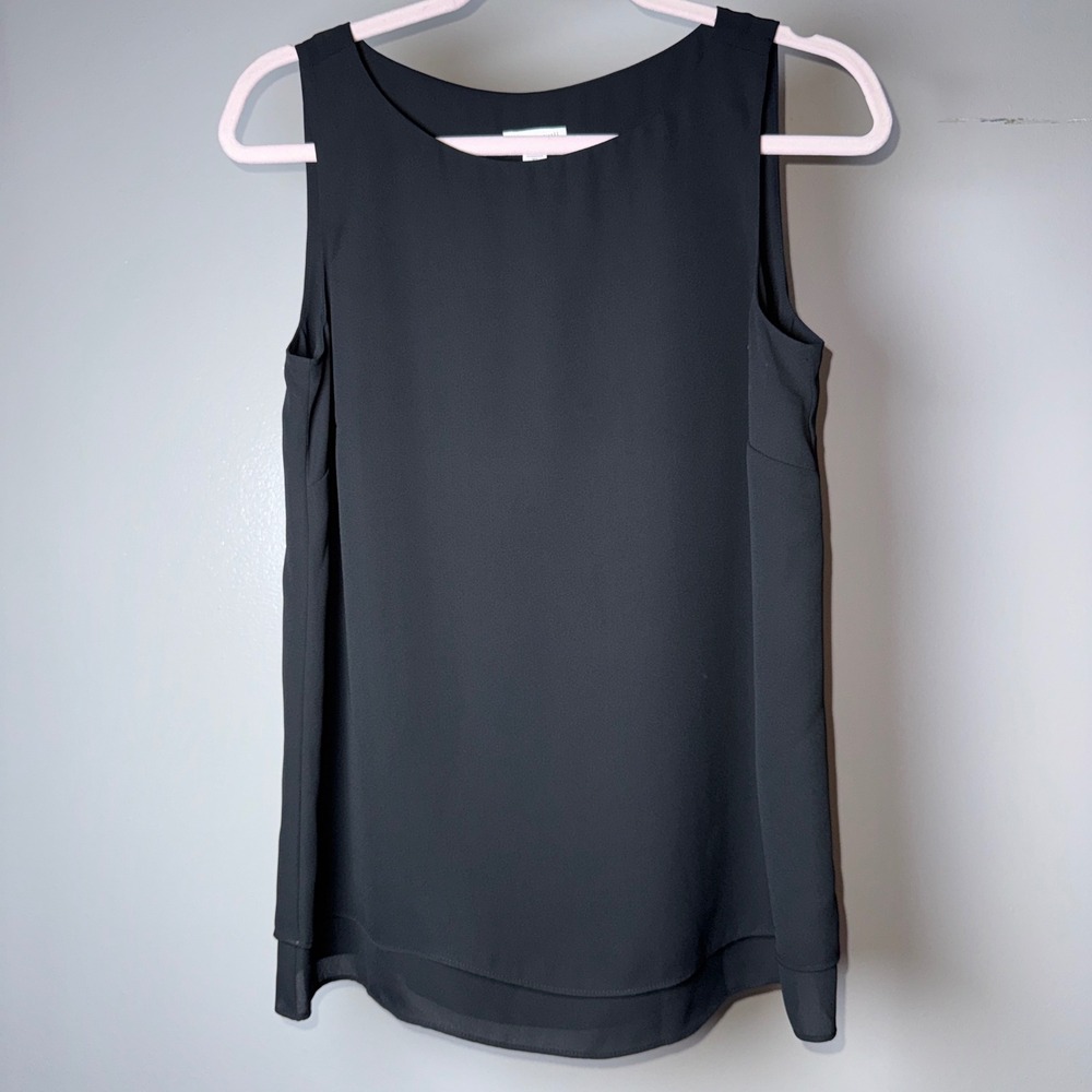 J. Jill Black Sleeveless Tiered Hem Shell Blouse XS Layered Dress Shirt Flowy